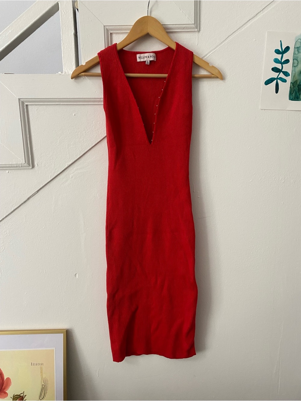 Wildfang Red Sleeveless V-Neck Midi Dress